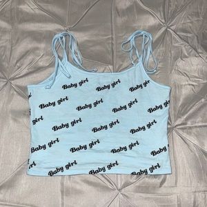 Fashion Nova Babygirl Blue Crop Tank Top
